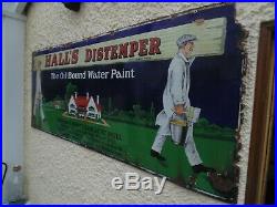 Enamel Sign Halls Distemper Advertising Very Large Size Original Vintage