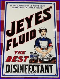 Enamel Sign Jeyes Fluid Original Garnier 1970's Rare Larger Stunning Shop Sign