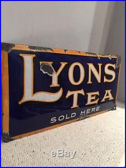 Enamel Sign Lyons Tea Original Old Rare Advertising Antique Vintage