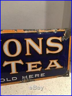 Enamel Sign Lyons Tea Original Old Rare Advertising Antique Vintage