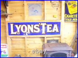 Enamel Sign, Lyons Tea Very Large Vintage Sign Worldwide Post