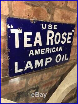 Enamel Sign Original Old Rare Advertising Tea Rose Antique Collectable Vintage