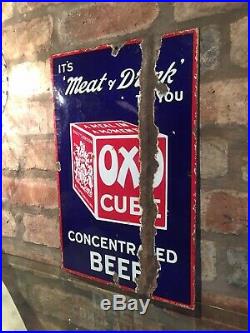 Enamel Sign Oxo Original Rare Old Advertising Antique Collectable Vintage Sign