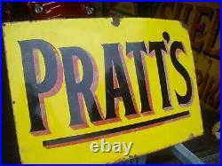 Enamel Sign, Pratts Vintage Sign Large, World Post Old Petrol Pump Free Uk Post