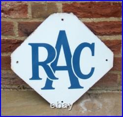Enamel Sign RAC Original Vintage 1950's Rare Blue on White, Garage Recovery AA