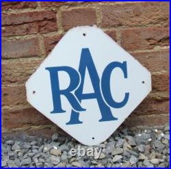 Enamel Sign RAC Original Vintage 1950's Rare Blue on White, Garage Recovery AA