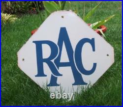 Enamel Sign RAC Original Vintage 1950's Rare Blue on White, Garage Recovery AA