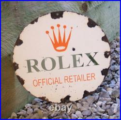 Enamel Sign ROLEX Official Retailer Vintage Style / Famous Watch Dealer Sign