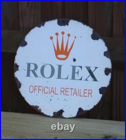 Enamel Sign ROLEX Official Retailer Vintage Style / Famous Watch Dealer Sign