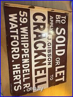 Enamel Sign Vintage Advertising Sold Or Let Original Double Sided Will Ship