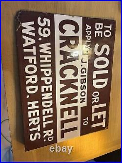 Enamel Sign Vintage Advertising Sold Or Let Original Double Sided Will Ship