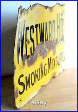 Enamel Sign WILLS GOLD FLAKE WESTWARD SMOKING Antique Double Sided Vintage