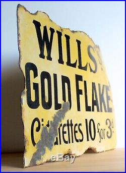 Enamel Sign WILLS GOLD FLAKE WESTWARD SMOKING Antique Double Sided Vintage