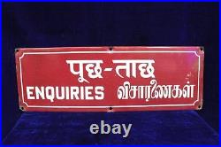 Enamel Signboard Old Vintage Advertising Enquiries Collectible PJ-55