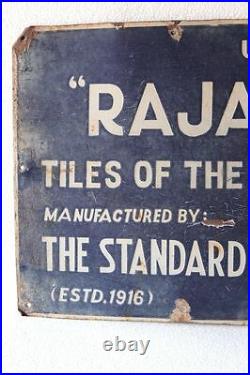 Enamel Signboard Old Vintage Advertising Raja Mark Tiles Collectible PJ-82