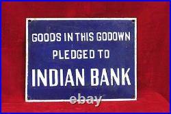 Enamel Signboard Old Vintage Indian Advertising Indian Bank Collectible PJ-26