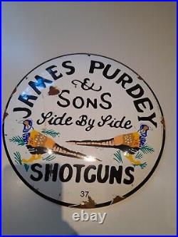 Enamel Vintage James Purdey Shotgun Sign