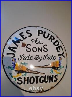 Enamel Vintage James Purdey Shotgun Sign