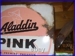 Enamel sign, aladdin pink paraffin sign, vintage sign not michelin sign WORD POST