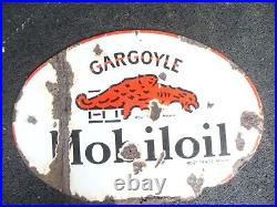 Enamel sign gargoyle mobiloil, petrol can, vintage sign, WORLDWIDE POST