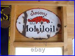 Enamel sign gargoyle mobiloil, petrol can, vintage sign, WORLDWIDE POST