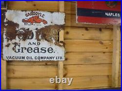Enamel sign, mobil oil, michelin sign gargoyle mobil oil world post vintage sign