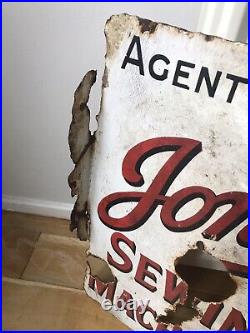 Enamel sign original antique vintage advertising Jones Sewing Machines agent