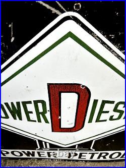 Enamel sign power petrol advertising vintage garage motoring Automobilia