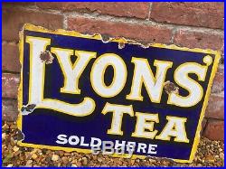 Enamel vintage / antique advertising sign Lyons Tea