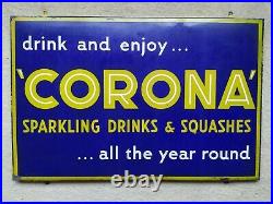 Enamel vintage sign'Corona' sparkling drinks and squashes
