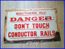 Engines Must Not Pass This Notice- Vintage Enamel Railway Station Sign- Antique