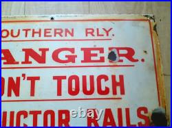 Engines Must Not Pass This Notice- Vintage Enamel Railway Station Sign- Antique