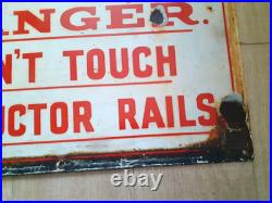 Engines Must Not Pass This Notice- Vintage Enamel Railway Station Sign- Antique