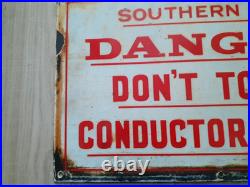 Engines Must Not Pass This Notice- Vintage Enamel Railway Station Sign- Antique