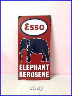 Esso Elephant Kerosene Antique Vintage Advt Tin Enamel Porcelain Sign Board D-34