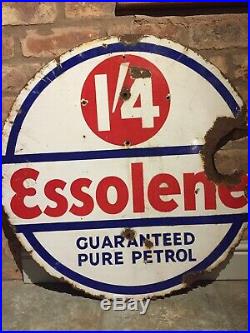Esso Enamel Sign Original Antique Garage Classic Car Vintage Petrol Pump Shell