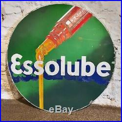 Esso Essolube Oil Enamel Sign Vintage Automobilia Garage Memorabilia