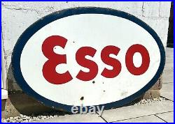 Esso Garage Dealership Enamel Sign Double Sided Vintage Advertising Motor Oil