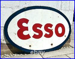 Esso Garage Dealership Enamel Sign Double Sided Vintage Advertising Motor Oil