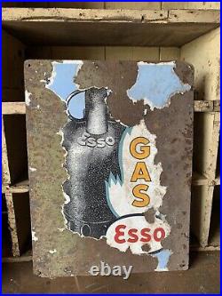 Esso Gas Vintage Original Enamel Sign