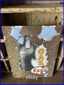 Esso Gas Vintage Original Enamel Sign