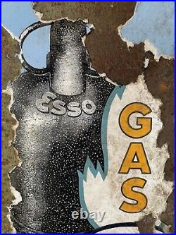 Esso Gas Vintage Original Enamel Sign