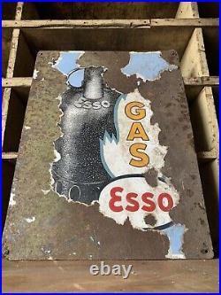 Esso Gas Vintage Original Enamel Sign