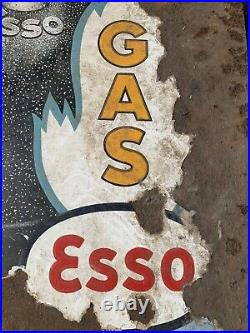 Esso Gas Vintage Original Enamel Sign