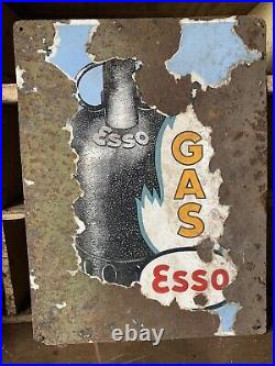 Esso Gas Vintage Original Enamel Sign