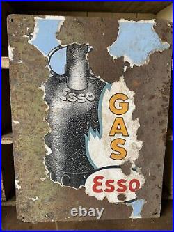 Esso Gas Vintage Original Enamel Sign