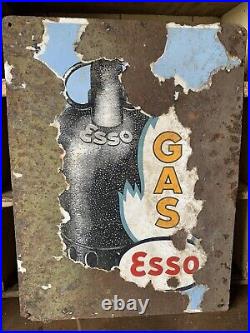 Esso Gas Vintage Original Enamel Sign