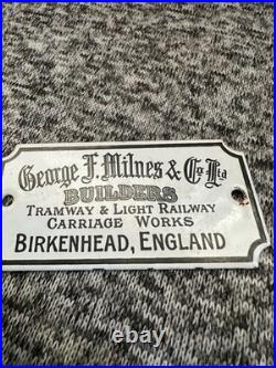 Extremely Rare Vintage George F. Milnes&co Ltd Birkenhead England Enamel Sign