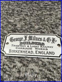 Extremely Rare Vintage George F. Milnes&co Ltd Birkenhead England Enamel Sign