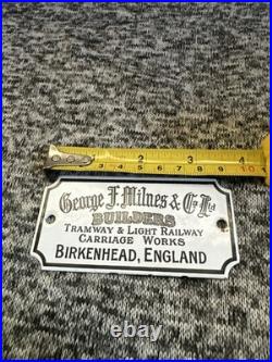 Extremely Rare Vintage George F. Milnes&co Ltd Birkenhead England Enamel Sign